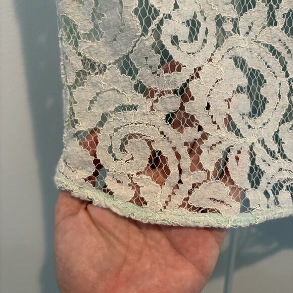Sheer Lace Top w/ Cami Petite XXSP Seafoam Green Cottage Coquette 2 Piece Set - Picture 7 of 16